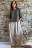 Lindin Linen Blend Dart Barrel Pant Washed Sandstone